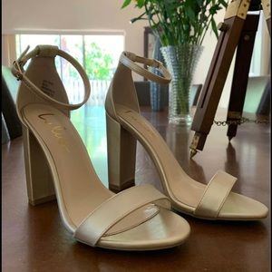 Lulus Gold ankle strap heels